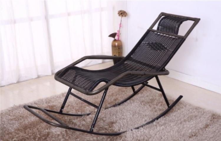 Outdoor Patio Rocking Chair, Rattan Rocker Padded Cushion Recliner Outdoor, Rattan Rocking Chair for Balcony, Front Porch, Garde