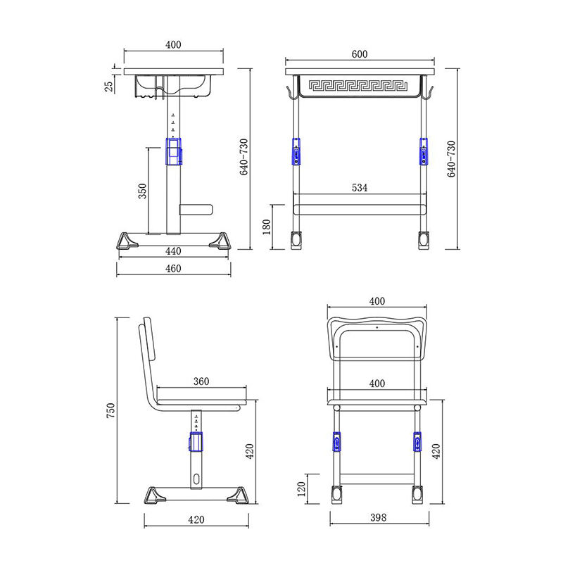 School Furniture Double Seater table seat adjustable student desk and chair customizable sets stackable chair classroom sets