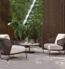Modern Outdoor Rattan Sofa Garden Waterproof Leisure Single PE Rattan Chair Back Support Sofa Chair Sillas