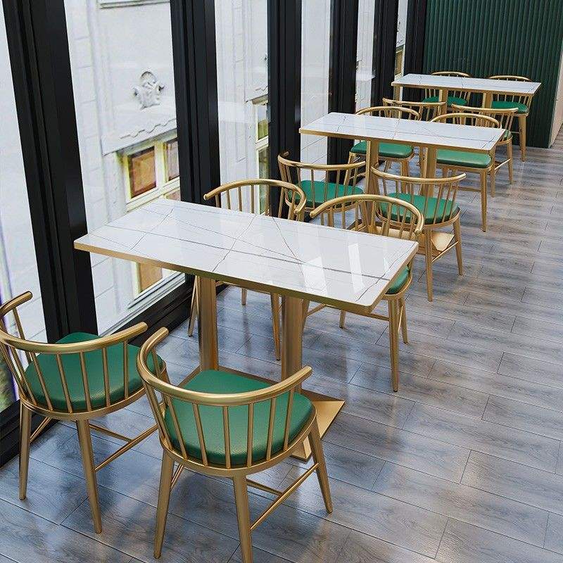 Wholesale Fashion Creative Wire Leg commercial furniture Dining Room Furniture Marble Slate Rock Tabletop Dinner Table mesas