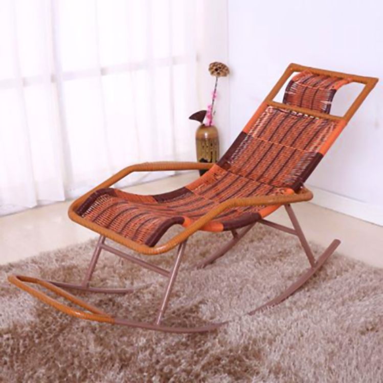 Outdoor Rocking Chair for Outside Patio Porch, Metal Frame, Black All Weather Wicker