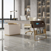 French Designer Elegent Style Modern Stainless Steel Gold Luxury Home Furniture Desk Office Table Slate Limestone Desktop Steel