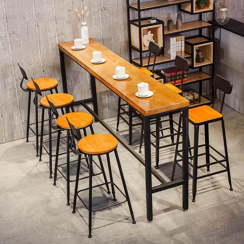 Commercial Retro Counter Balcony High Solid Wood Casual Bar Table