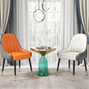 hotel metal frame kitchen chairs metal leg black pu leather padded dining chair for res