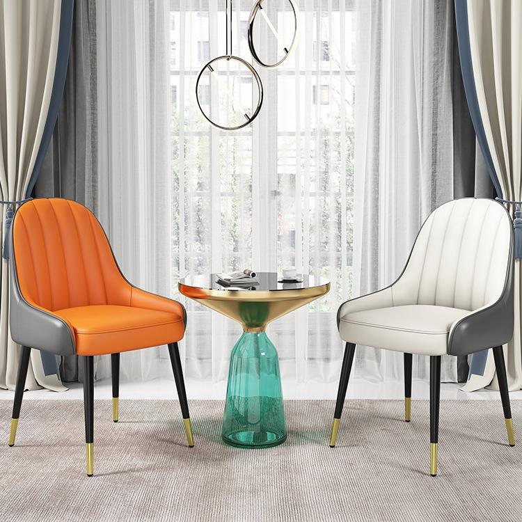 hotel metal frame kitchen chairs metal leg black pu leather padded dining chair for res