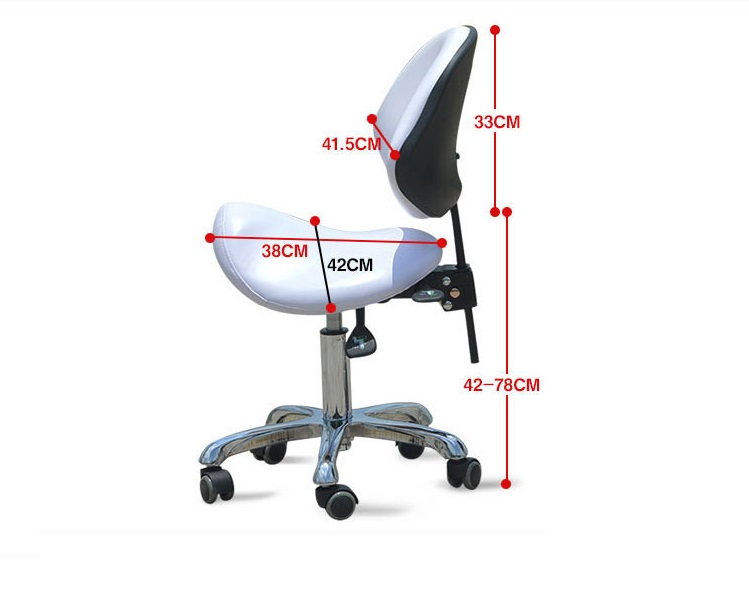 Ergonomic Saddle Chair - Comfortable Saddle Swivel Stool with Backrest for Kitchen, Salon, Spa, Tattoo,Paint, Pedicure, Massage