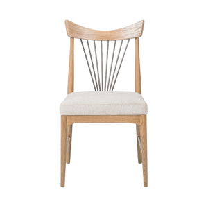New design Teak Wood Luxury Chair With Iron Back And Fabric Seat For Living Room Furniture Restaurant Hotel Dining Chair
