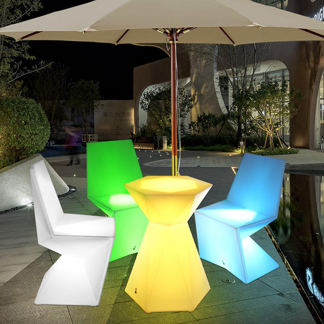 LED portable bar table and chair led Bright led funiture 16 color changing bar counter for nightclub event Wedding party