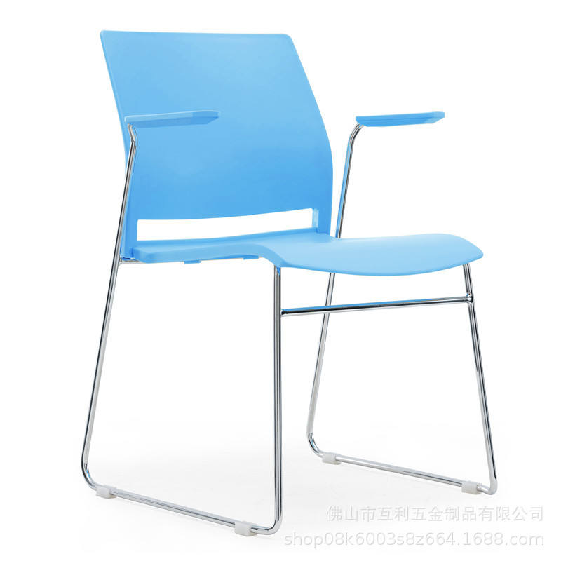 Wholesale Steel Frame Plastic Seat Stackable Training Chair With Armrest Modern Meeting Chair For Office And School Study Room