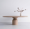 Minimalist Solid Wood Dining Round dining table with pedestal leg wood round dining table set 8 seater