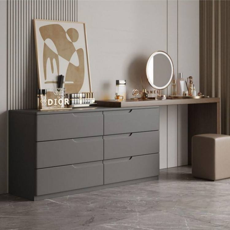 Modern Vanity Desk, Desk Makeup Dressing Table with 6 drawers, Writing Desk for Bedroom