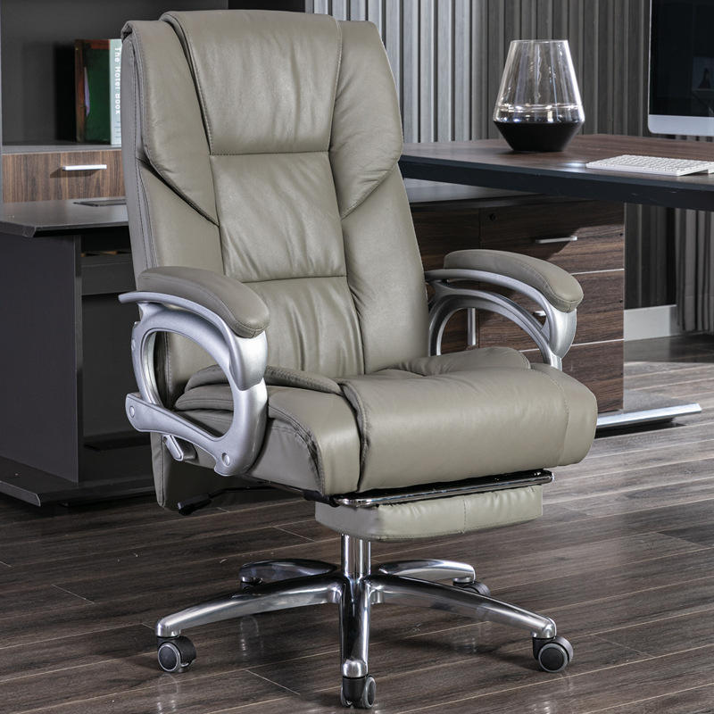 Ergonomic Chair High Back PU Leather Computer Chair,Executive Swivel Chair with Leg Rest and Lumbar Support,Black Office Chair