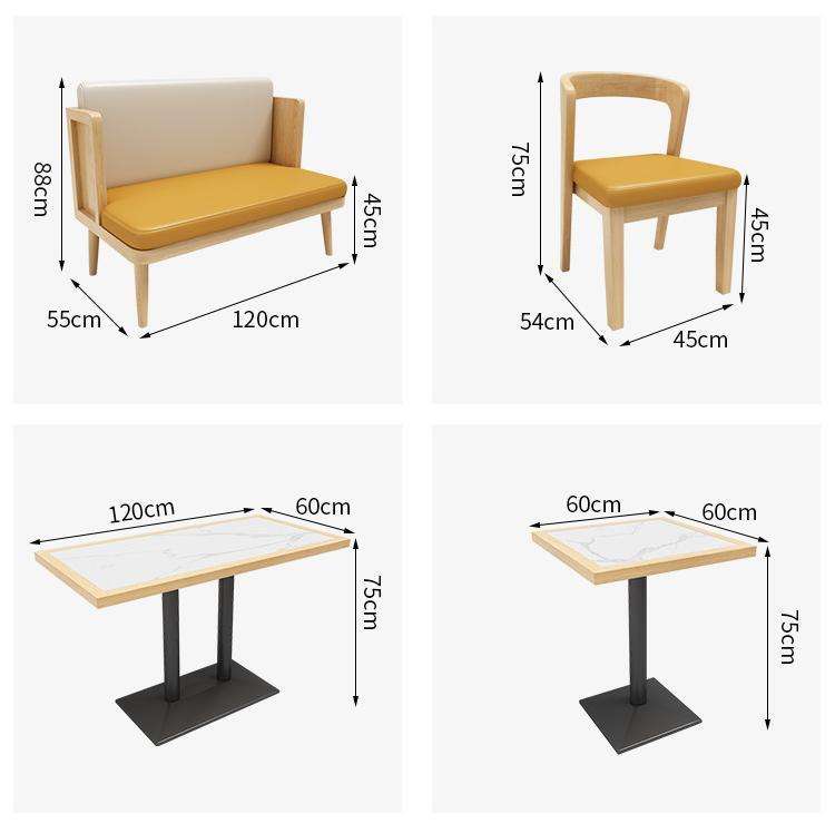 Theme Restaurant Booth Sofa Solid Wood Marble Rock Slate Table And Chair Combination Commercial Furniture Mesas Sillas Booth Set