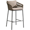 Modern Outdoor Rattan Bar Stool Garden Waterproof Leisure Single PE Rattan High Chair Back Support Stool Chair Sillas