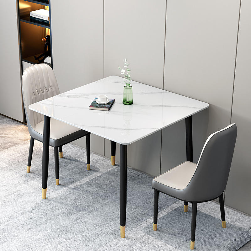 Wholesale Fashion Creative Wire Leg Dining Table Dining Room Furniture Marble Slate Rock Tabletop Dinner Table mesas