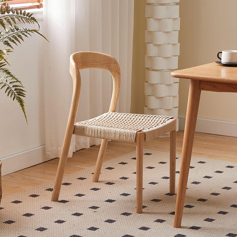 Modern Retro Dining Room Chairs For Restaurant And Coffee Shop Hotel Wood Rattan Chair With High Quality Rope Seat Chair Sillas