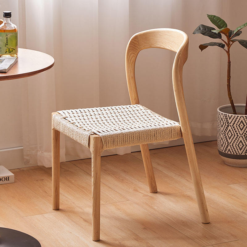 Modern Retro Dining Room Chairs For Restaurant And Coffee Shop Hotel Wood Rattan Chair With High Quality Rope Seat Chair Sillas