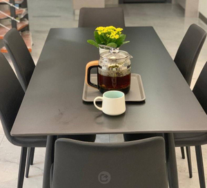 Wholesale Fashion Creative Wire Leg Dining Table Dining Room Furniture Marble Slate Rock Tabletop Dinner Table mesas