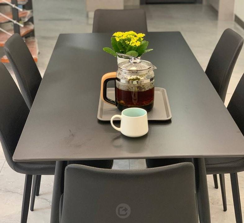 Wholesale Fashion Creative Wire Leg Dining Table Dining Room Furniture Marble Slate Rock Tabletop Dinner Table mesas