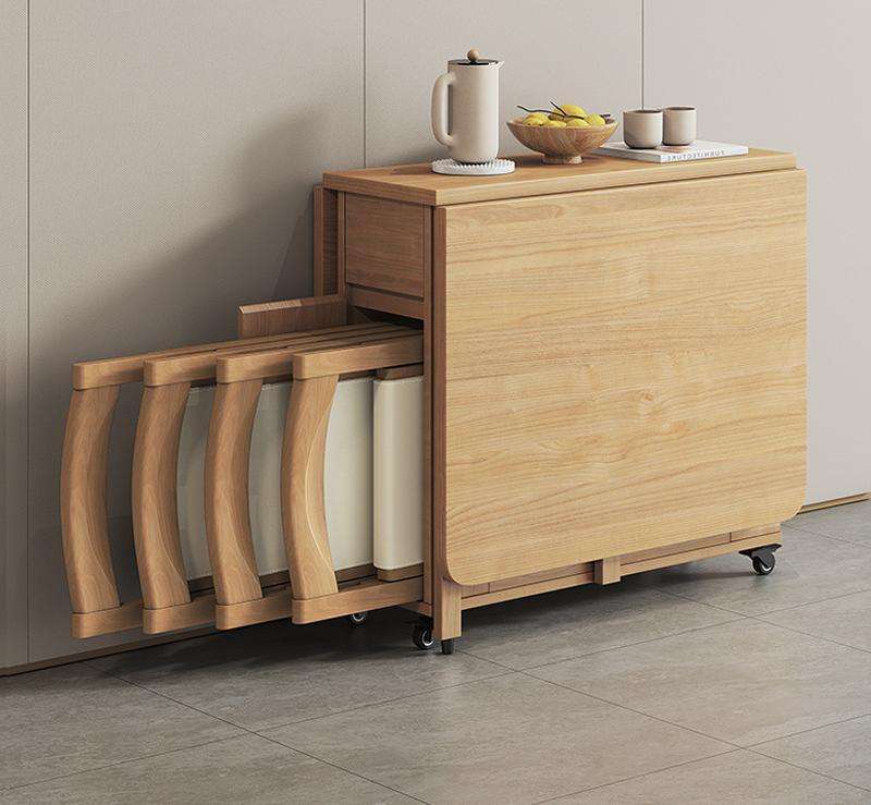 Solid Wood Folding Dining Table House Multi-functional Movable Dining Table Chair Combination Solid Wood Dining Table mesas