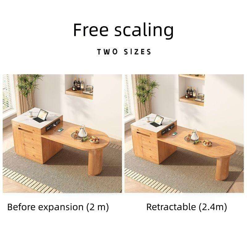 Solid Wood Dining Table Multi-functional Desk And Chair Combination Rock Slab Square Dining mesas Dining Room Table