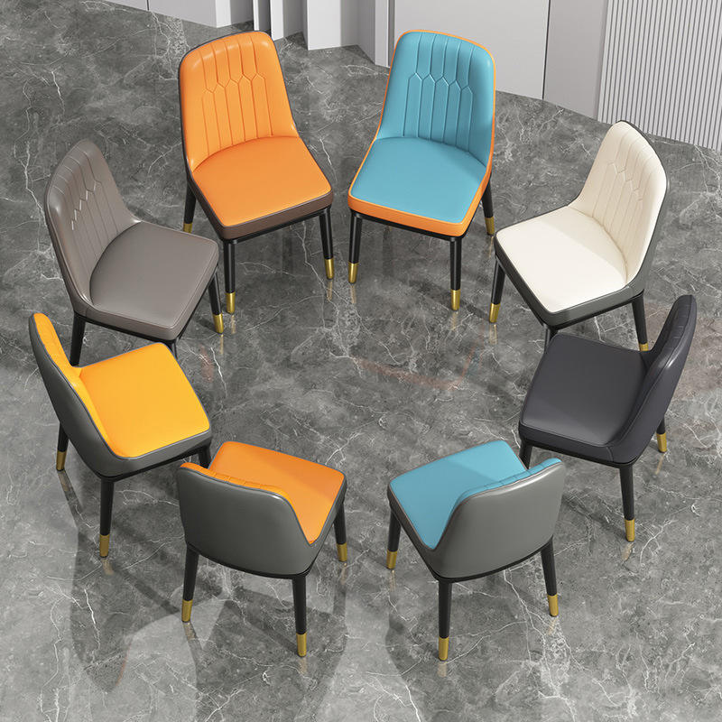 Leather Metal Foot Bar Chair Stool Commercial Furniture sillas Dining Room Chair Modern Simple Light Luxury Bar Chair