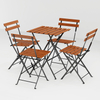 Dining Outdoor Commercial Furniture Foldable Table And Chair Set Metal Frame Wood Chair Garden Sillas Courtyard Mesas