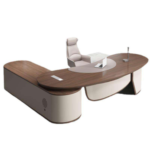 Oak Wood Metal Office Computer Home Desk L Shape Executive Manage Table desk home office desk mesas WITH CABINET