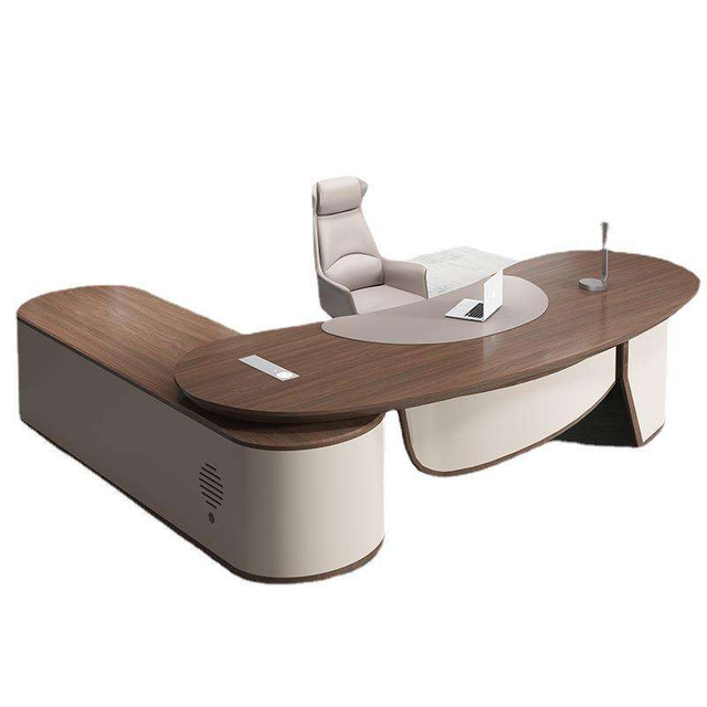 Oak Wood Metal Office Computer Home Desk L Shape Executive Manage Table desk home office desk mesas WITH CABINET