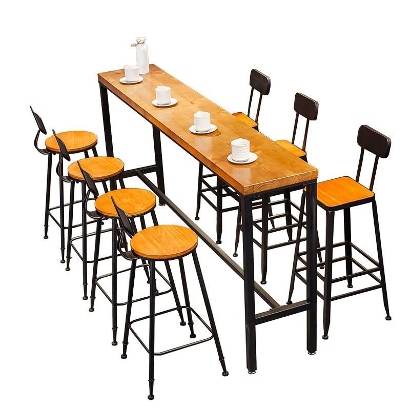 Commercial Retro Counter Balcony High Solid Wood Casual Bar Table
