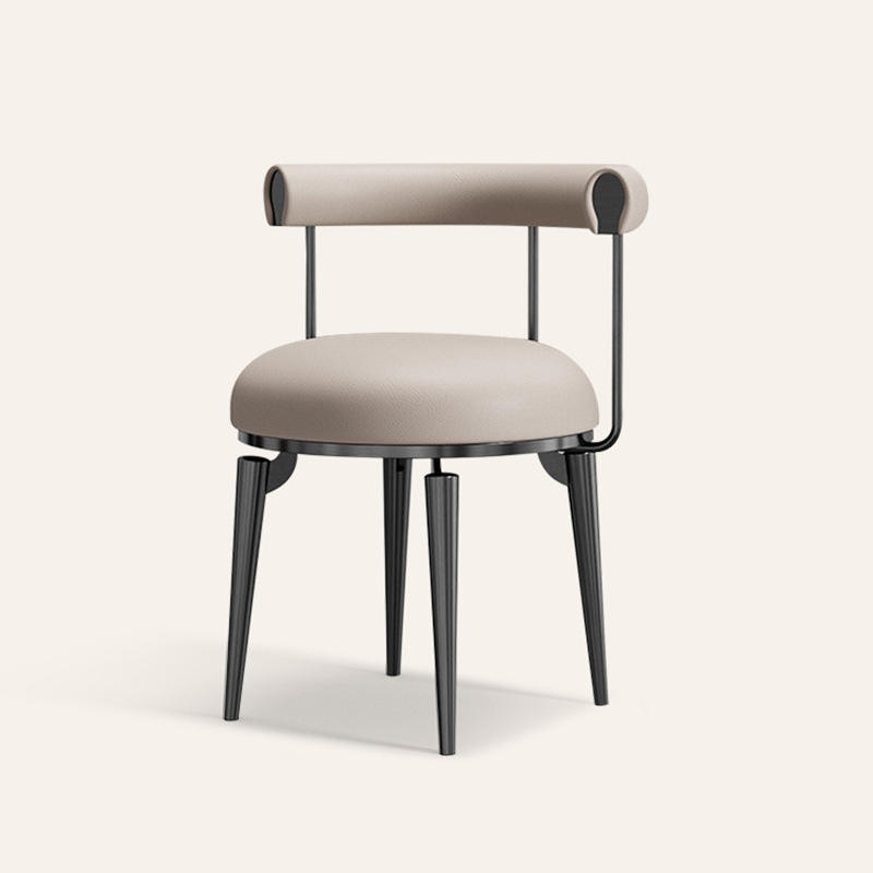 Wholesale White Black Nordic Restaurant Hotel Upholstered Leather Modern Room Dining Chair Stainless Steel Armrest Chair