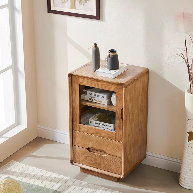 Wholesale Nordic Design Wooden Board Chest Drawer Tallboy Real Rattan Console Table Wooden Cabinets Ash Wood Rattan Side Cabinet