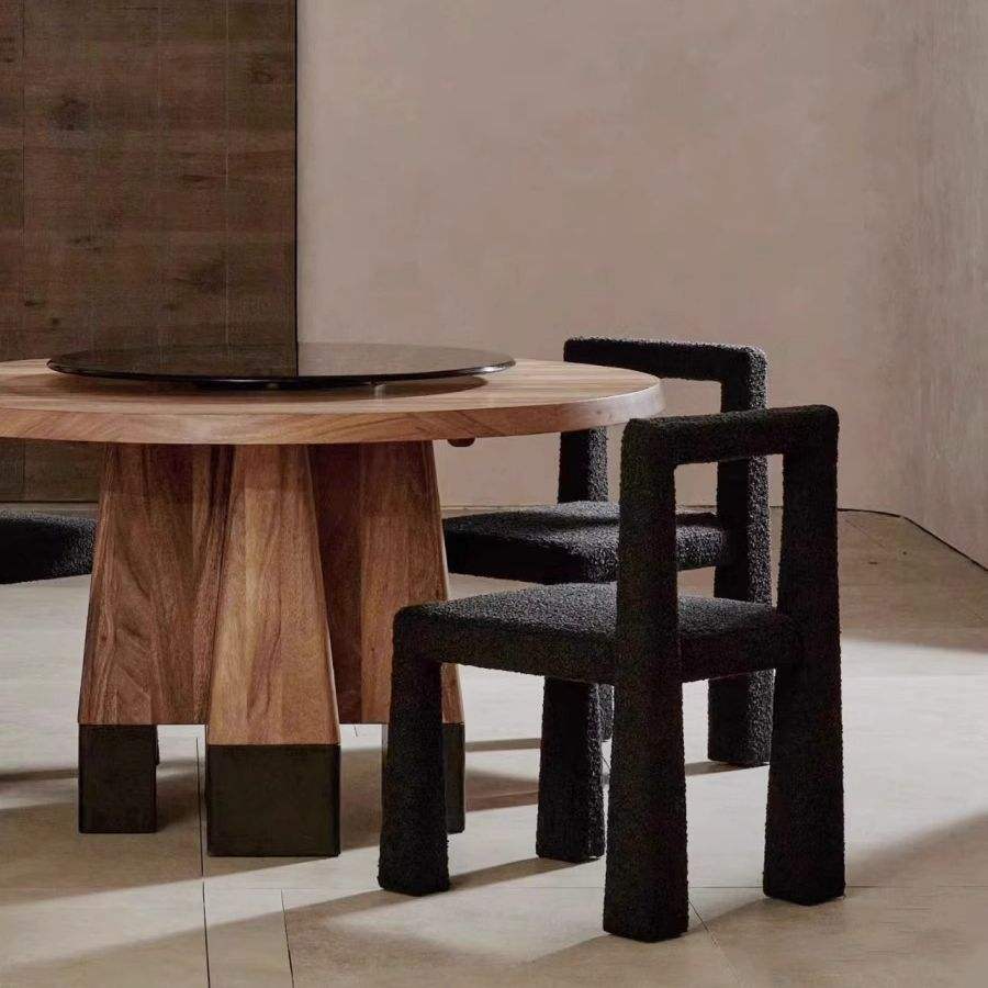 Minimalist modern lamb plush dining table and chairs Household makeup stools and chairs Creative dining chairs