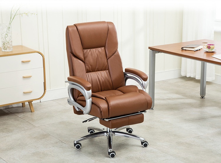 Ergonomic Chair High Back PU Leather Computer Chair,Executive Swivel Chair with Leg Rest and Lumbar Support,Black Office Chair