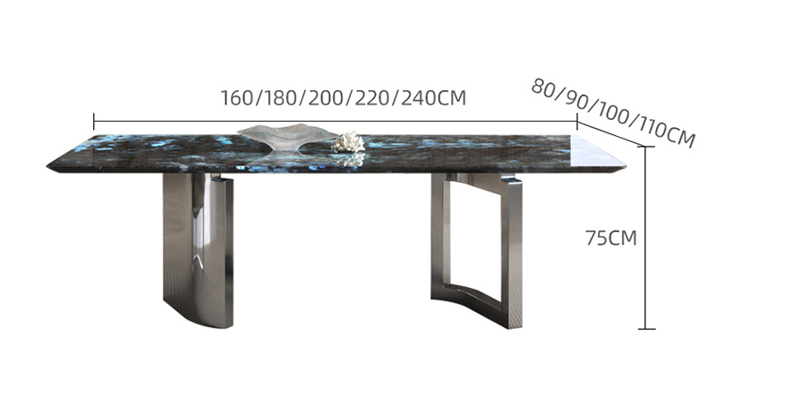 Luxury High-end Jade Marble Fashion Creative STAINLESS STEEL Leg Dining Table Dining Room Furniture Marble Tabletop Table