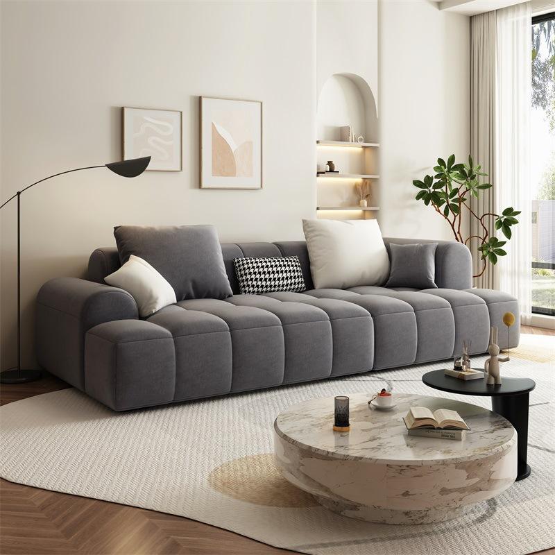Italian Light Luxury Lamb Velvet Sofa Living Room Furniture Simple Fabric Sofa Cream Style Color Mosaic Module Cloud Sofa