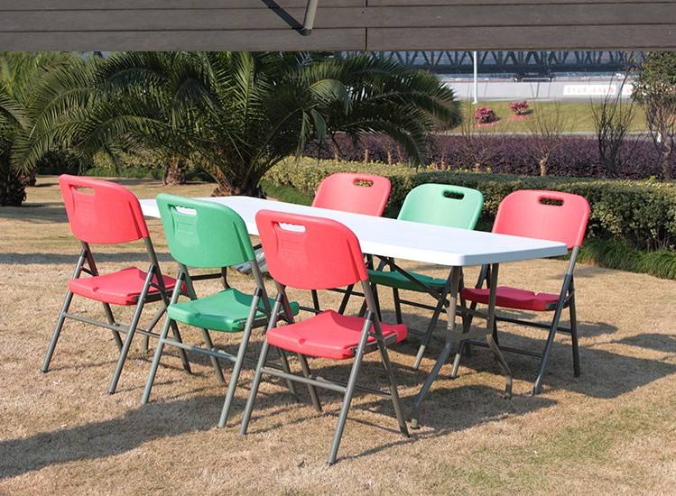 Dining Outdoor commercial furniture Table Foldable Plastic Steel 6ft Long Table