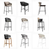 Modern Outdoor Rattan Bar Stool Garden Waterproof Leisure Single PE Rattan High Chair Back Support Stool Chair Sillas