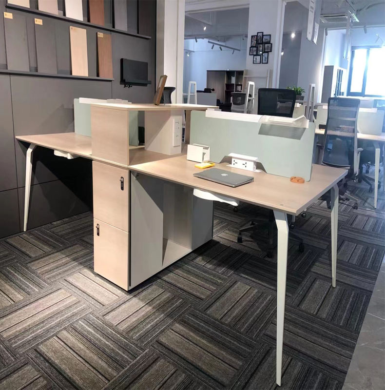 Low price manufacturer office furniture fireproof board cherry beige color with three drawers decoration desks office table