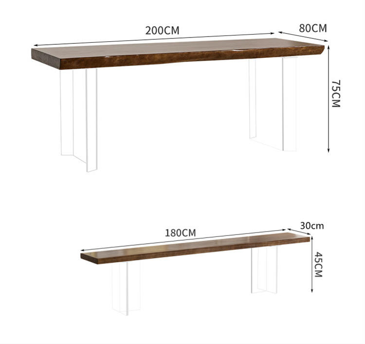 Acrylic Solid Wood Table Modern Simple Home Desk Work Table Furniture Dining Room Table