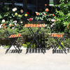 Dining Outdoor Commercial Furniture Foldable Table And Chair Set Metal Frame Wood Chair Garden Sillas Courtyard Mesas