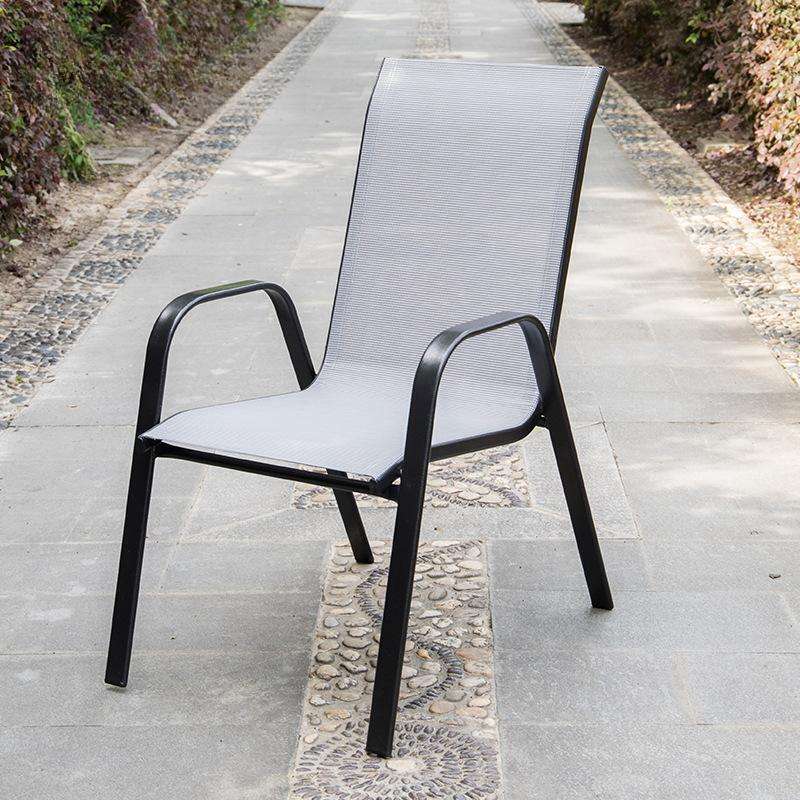 Outdoor Leisure High Back Stackable Chair Wrought Iron Single Chair Mesh Sillas Patio Balcony Coffee Shop Chair