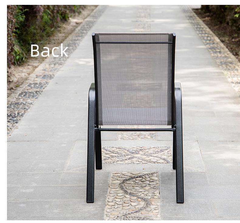 Outdoor Leisure High Back Stackable Chair Wrought Iron Single Chair Mesh Sillas Patio Balcony Coffee Shop Chair