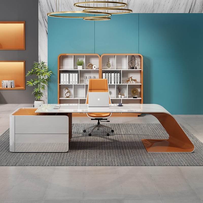 Latest Modern L-shape Office Furniture Piano Paint Wooden Computer Table Executive Manager Ceo Desk White home Office Desk