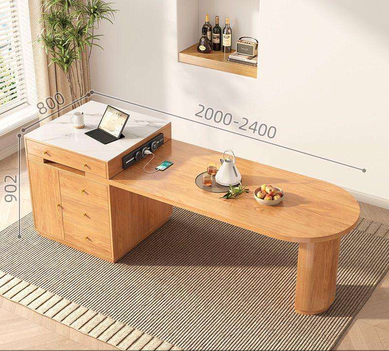 Solid Wood Dining Table Multi-functional Desk And Chair Combination Rock Slab Square Dining mesas Dining Room Table