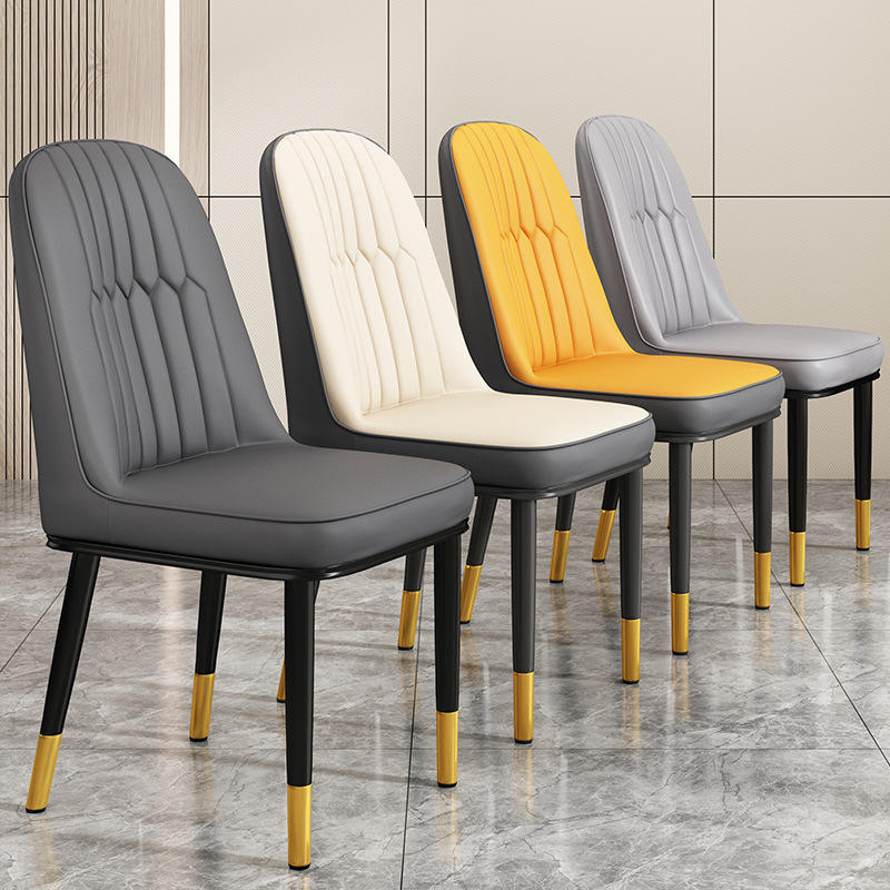 Leather Metal Foot Bar Chair Stool Commercial Furniture sillas Dining Room Chair Modern Simple Light Luxury Bar Chair