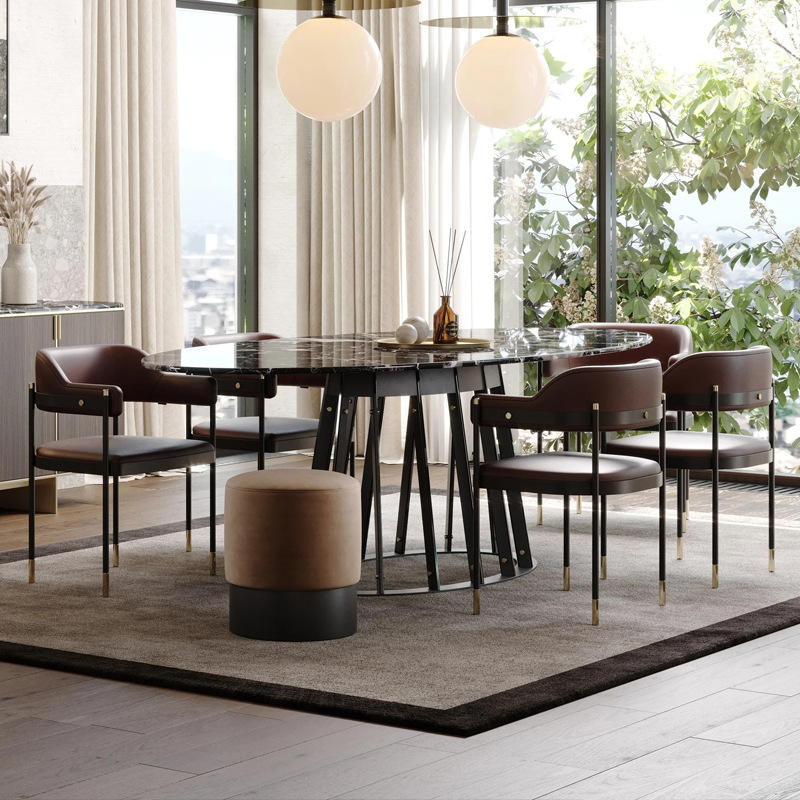Custom Leather Wood Bar Restaurant Chair Commercial Furniture sillas Dining Room Chair Modern Simple Light Luxury Bar Chair