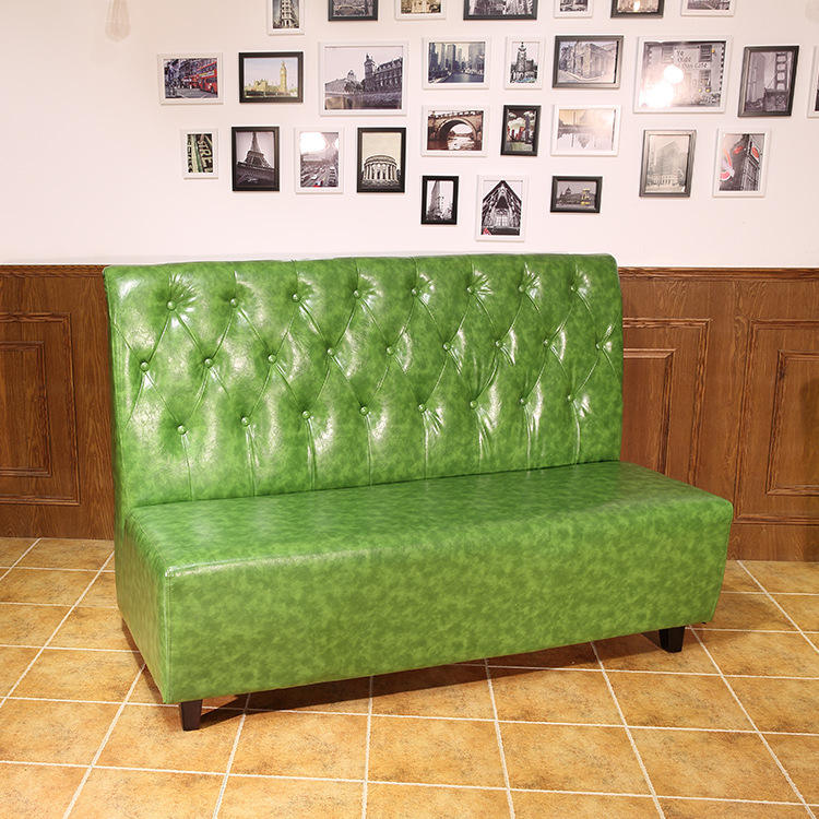 Modern coffee shop booth seating leather button restaurant sofa wood cafe table and chairs set restaurant furniture