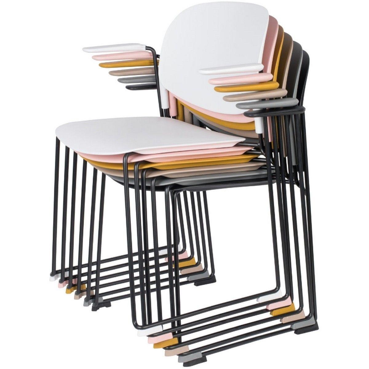 PP Material School Chairs Office Meeting Chair With Armrest Stackable Training Chairs Sillas