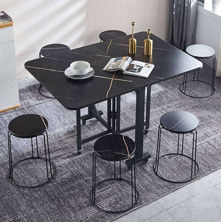 Foldable table durable cheap space-saving dining room home limestone table commercial furniture home office desk